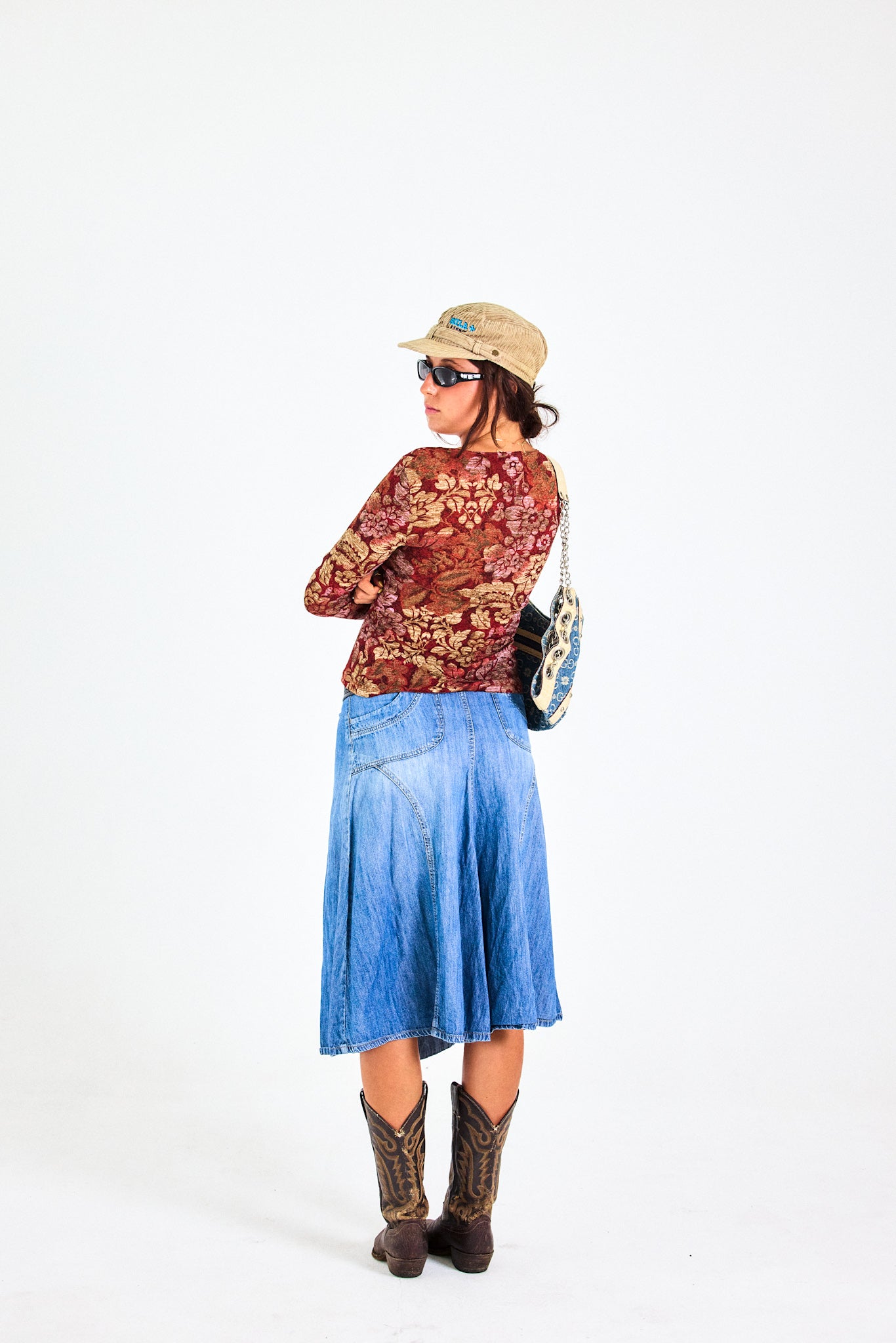 Vintage Denim Midi Skirt