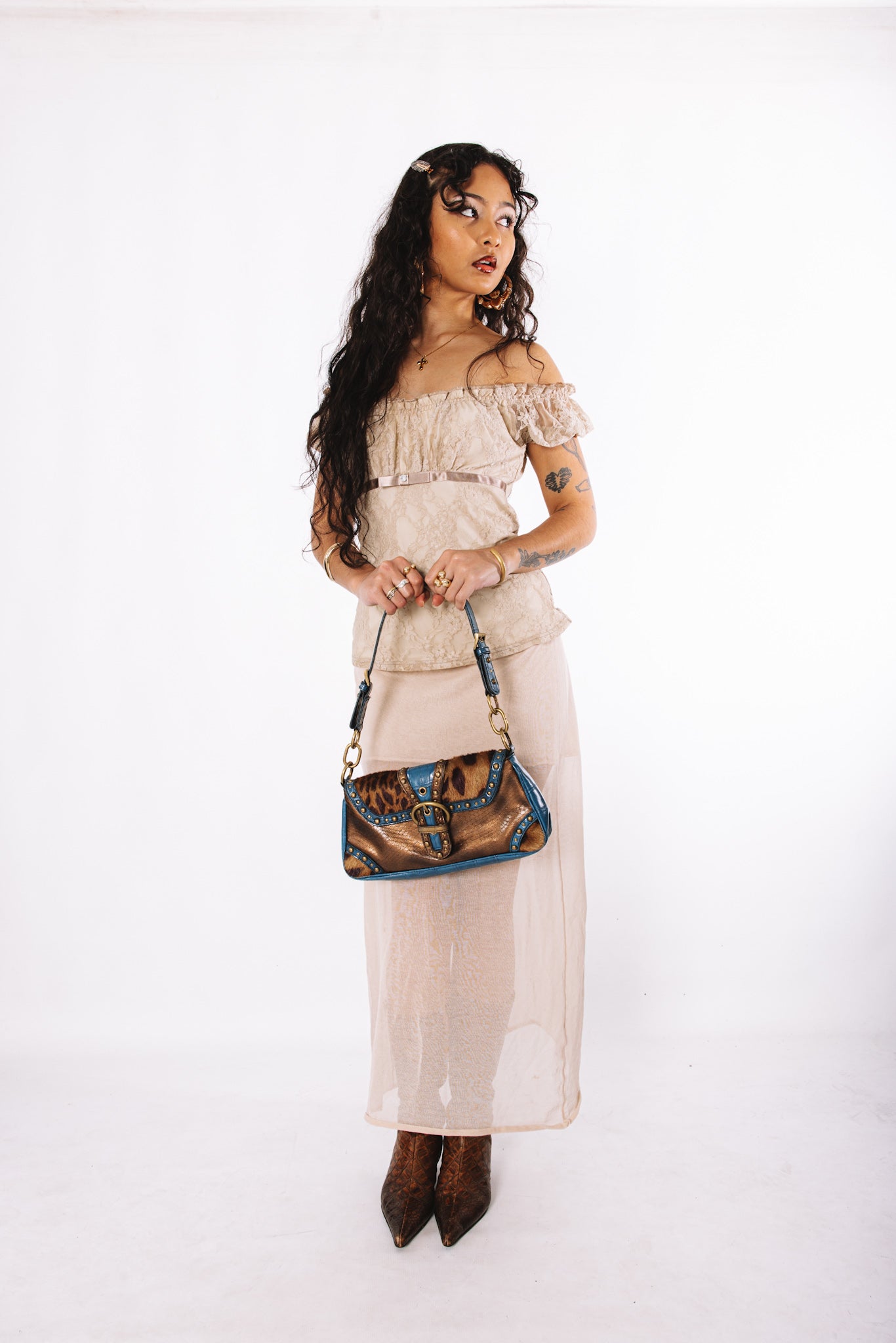 Romantic vintage cream lace top