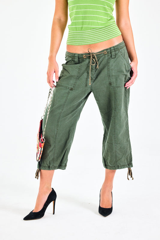 Vintage Embroidered Utility Crop Pants