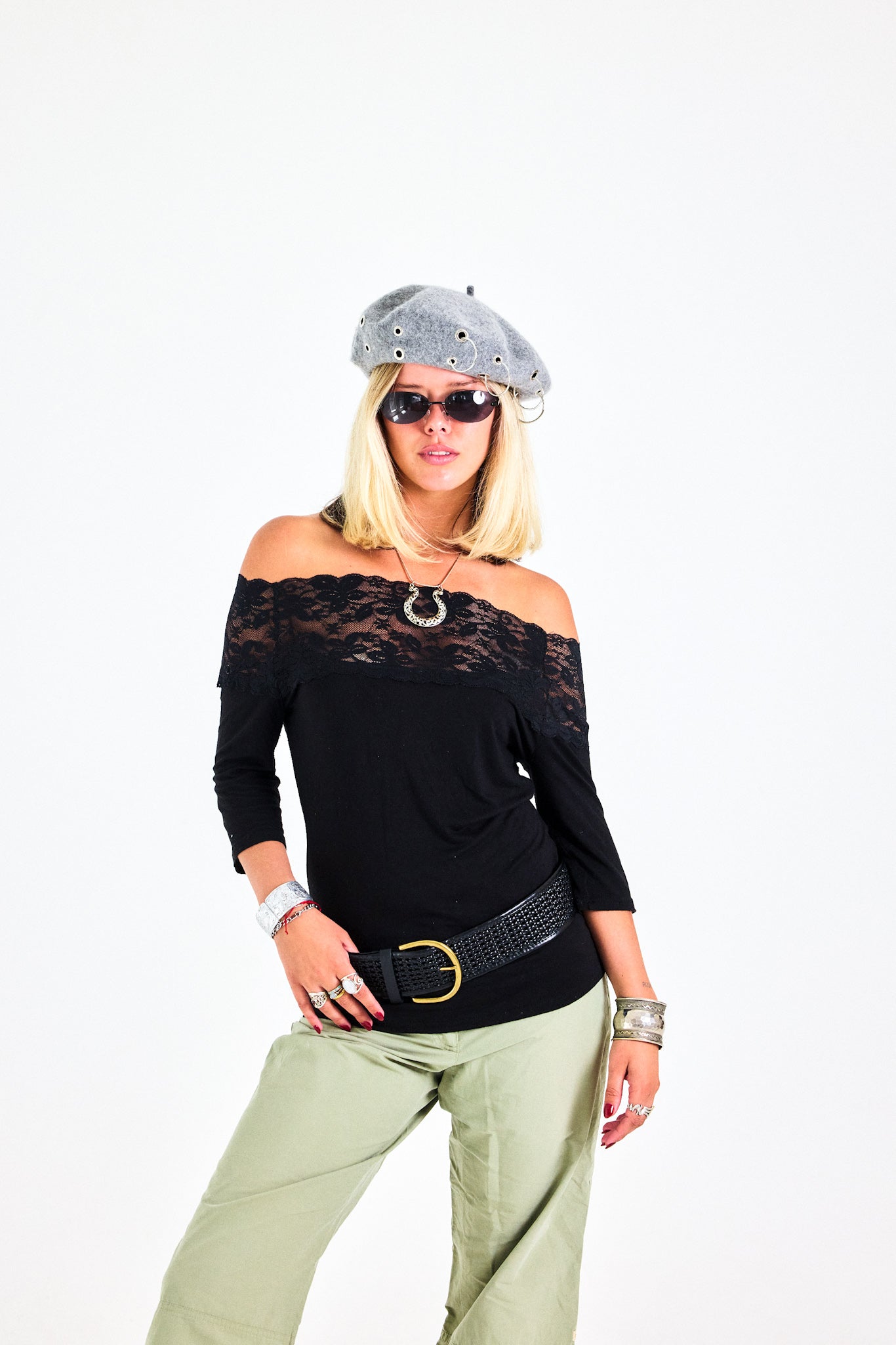 Black Lace Bardot Top