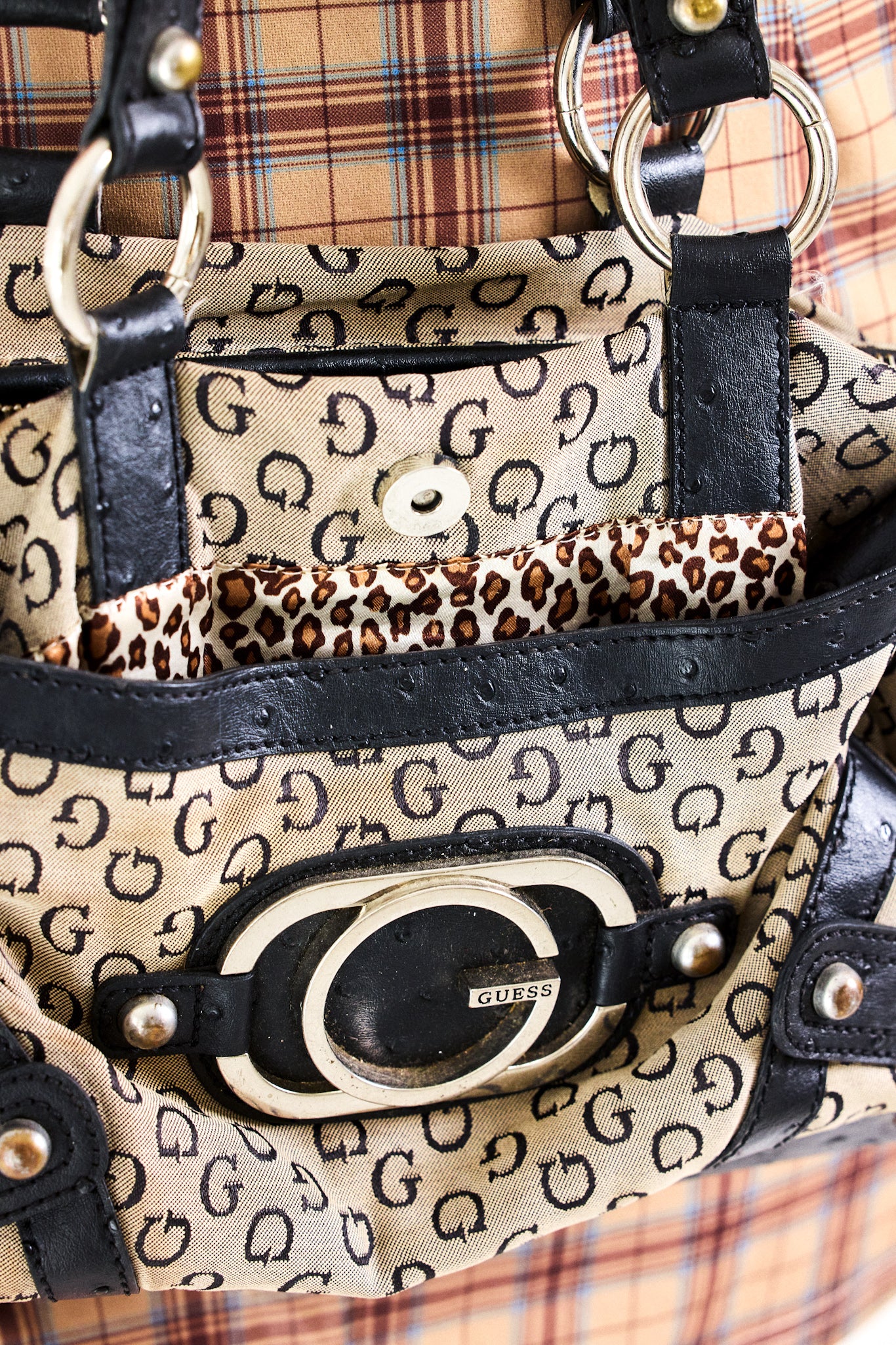 Vintage Guess Monogram Shoulder Bag