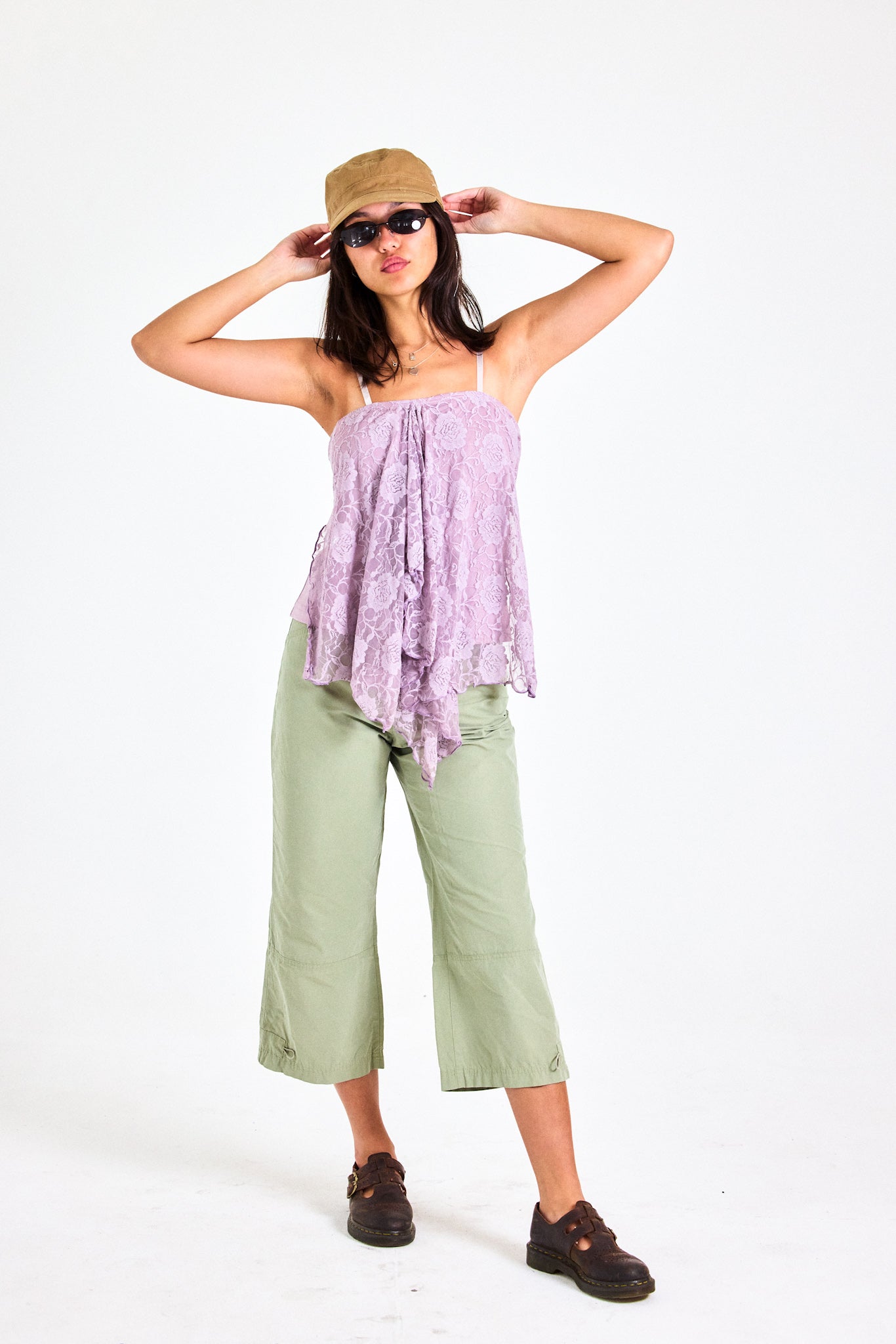 Lavender Lace Asymmetrical Camisole Top