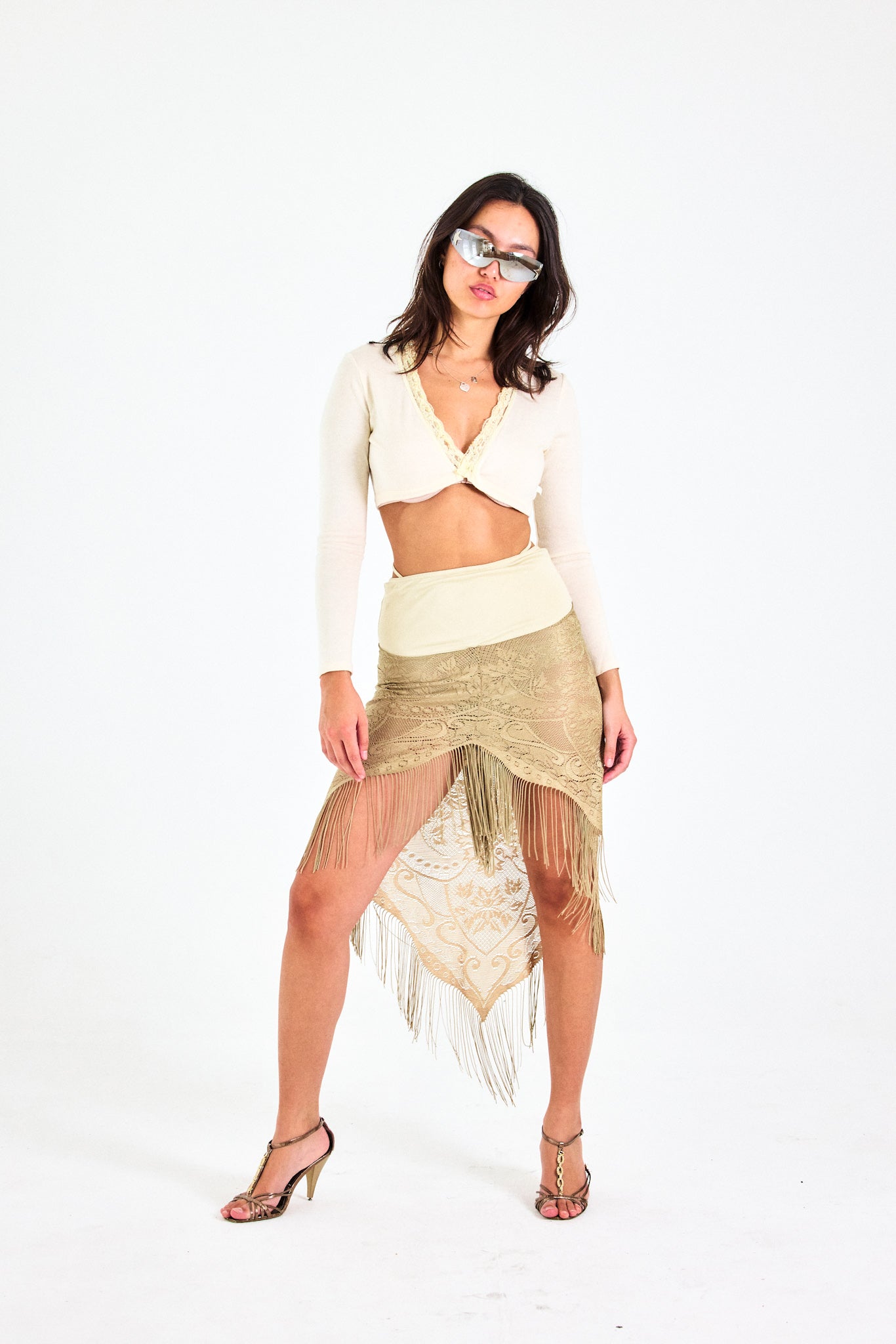 Golden Lace Fringe Skirt