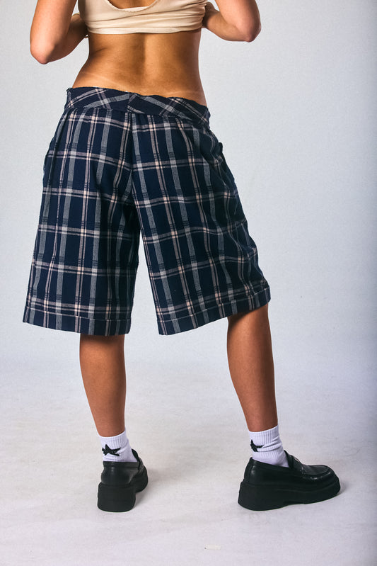 Low-Ride Plaid Bermudas