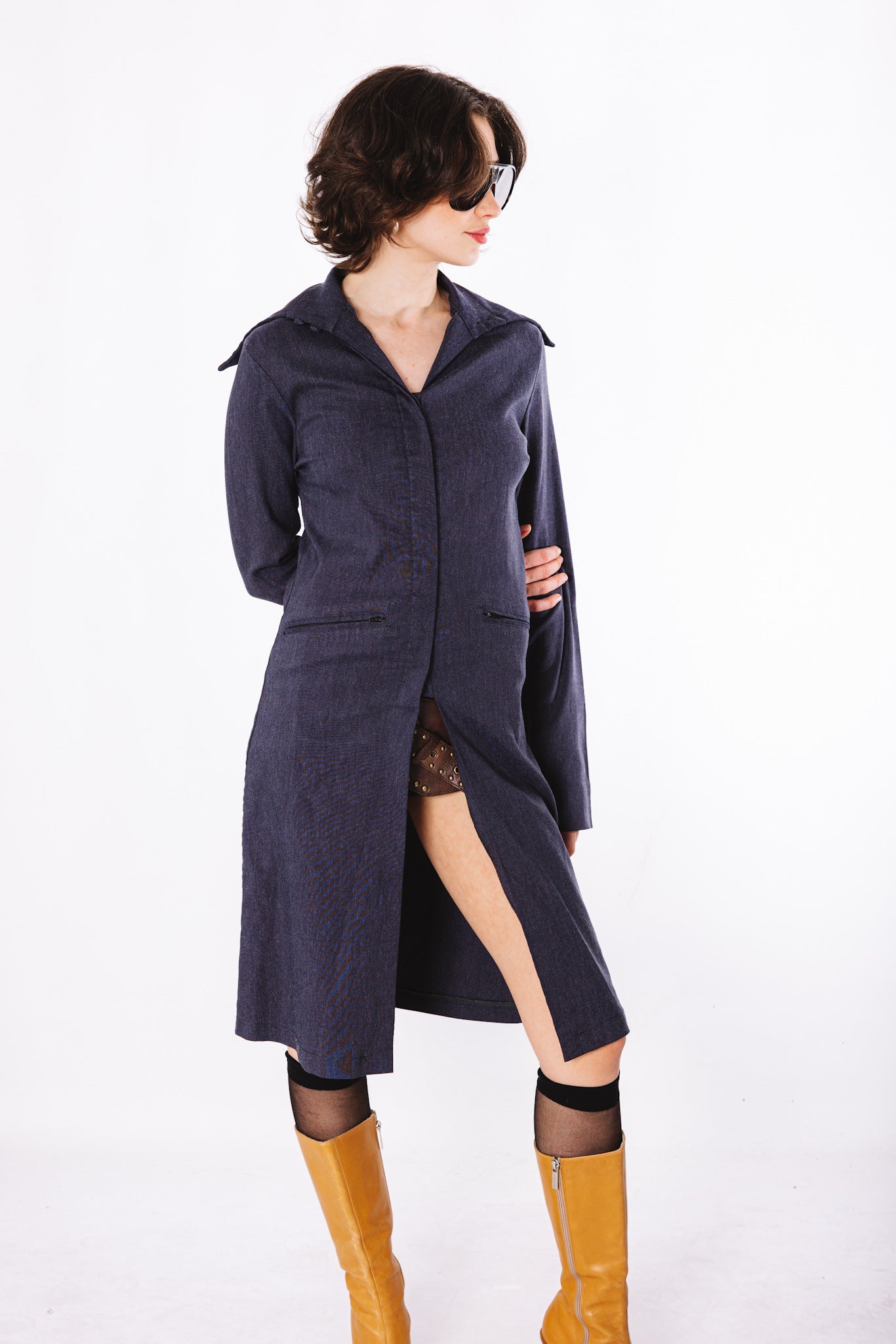 Vintage dark denim trench dress