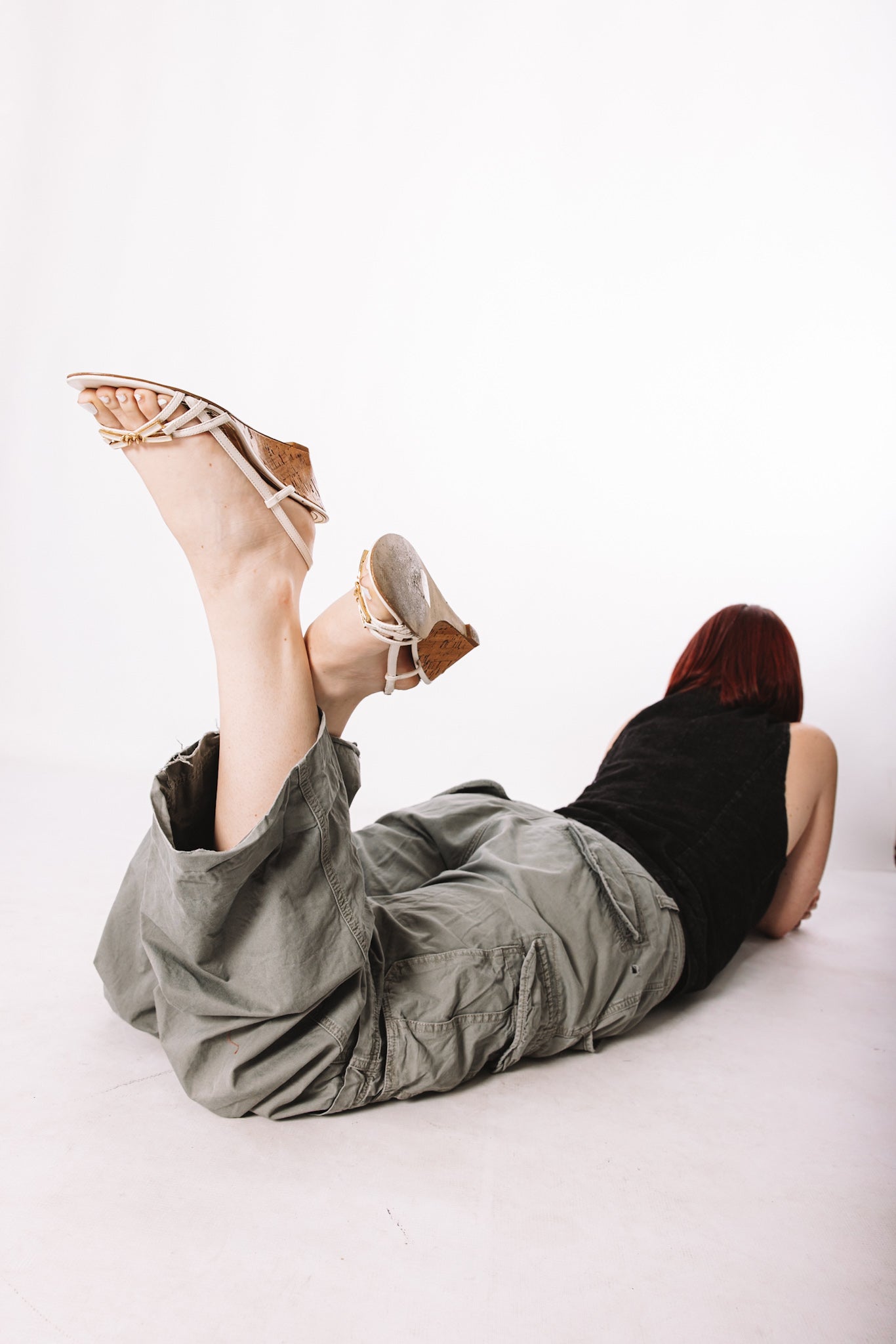 Y2K cork wedge heels