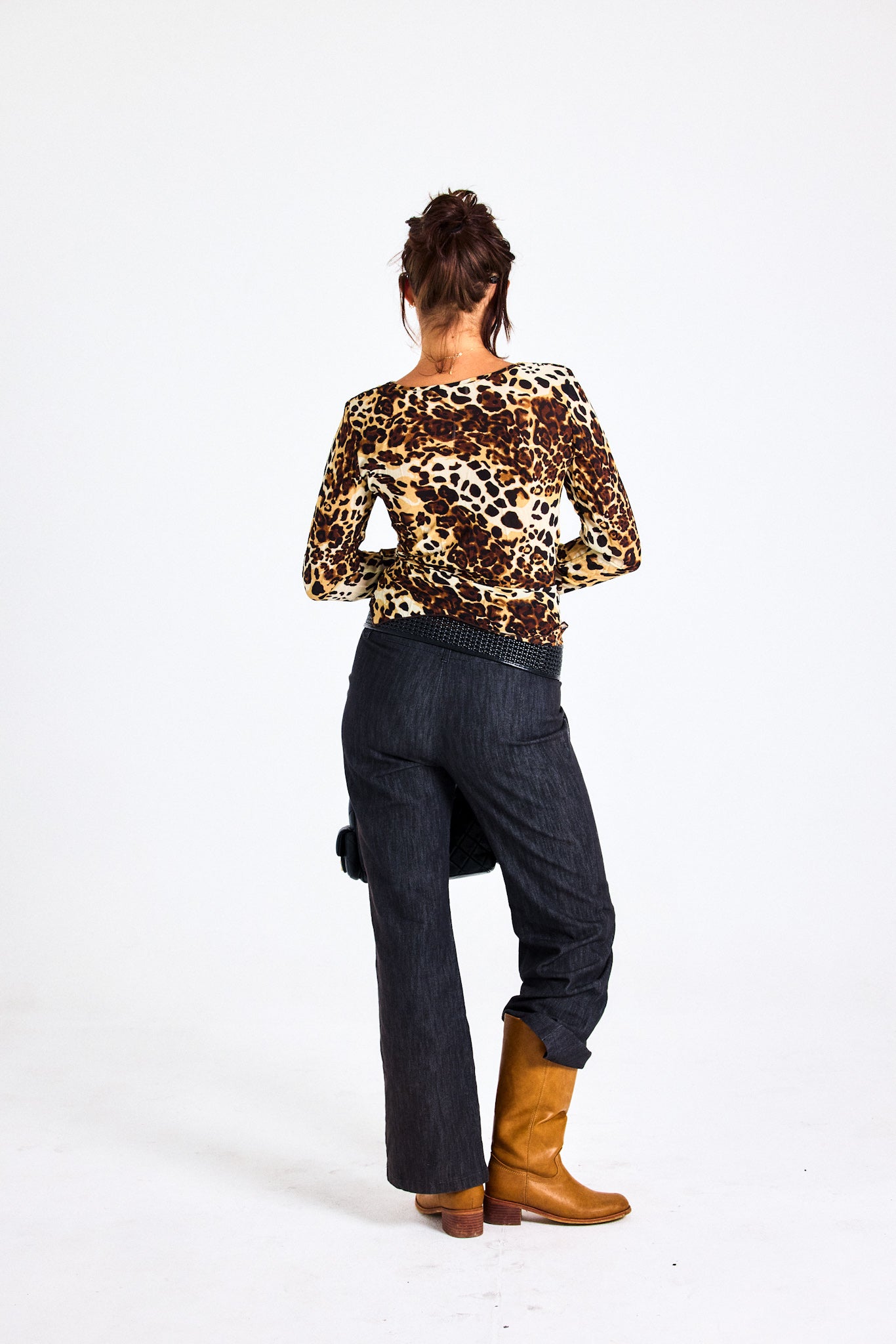 Vintage Leopard Print Asymmetrical Top