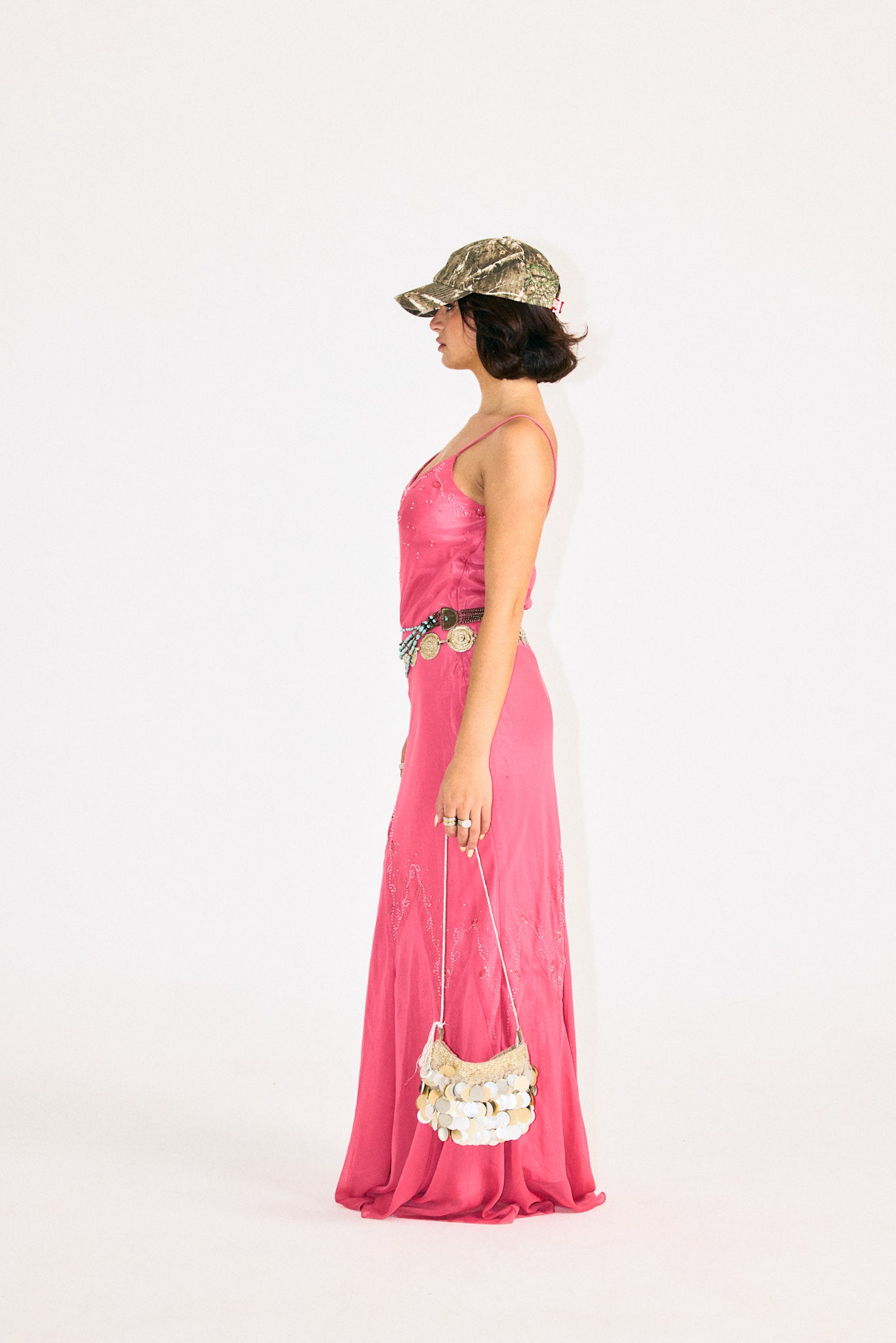 Beaded Satin Maxi Dress