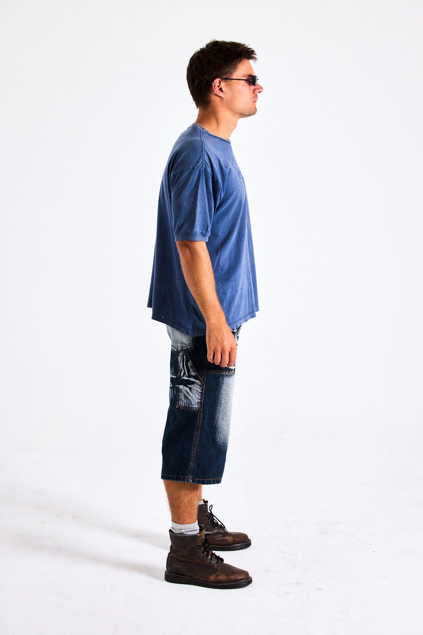 Vintage Caterpillar Washed Blue Logo Tee
