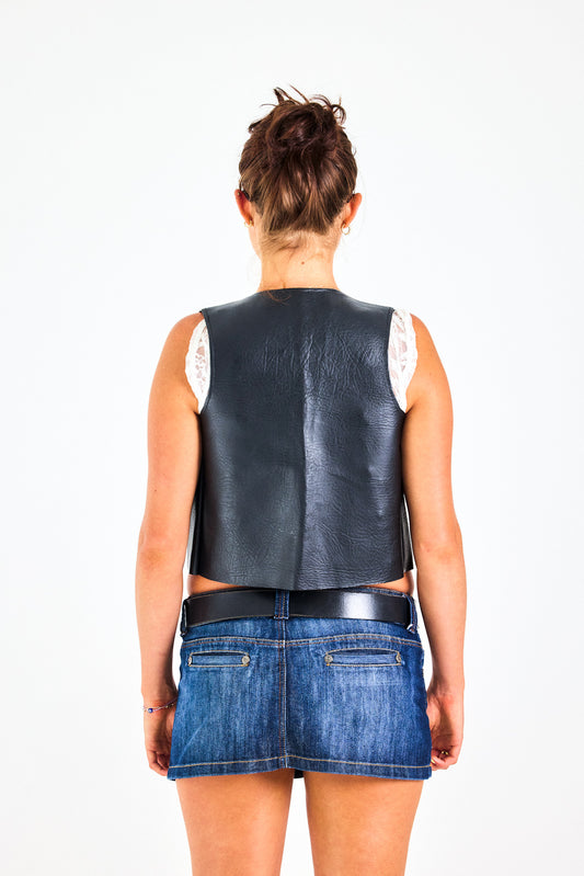 Crop Biker Vest