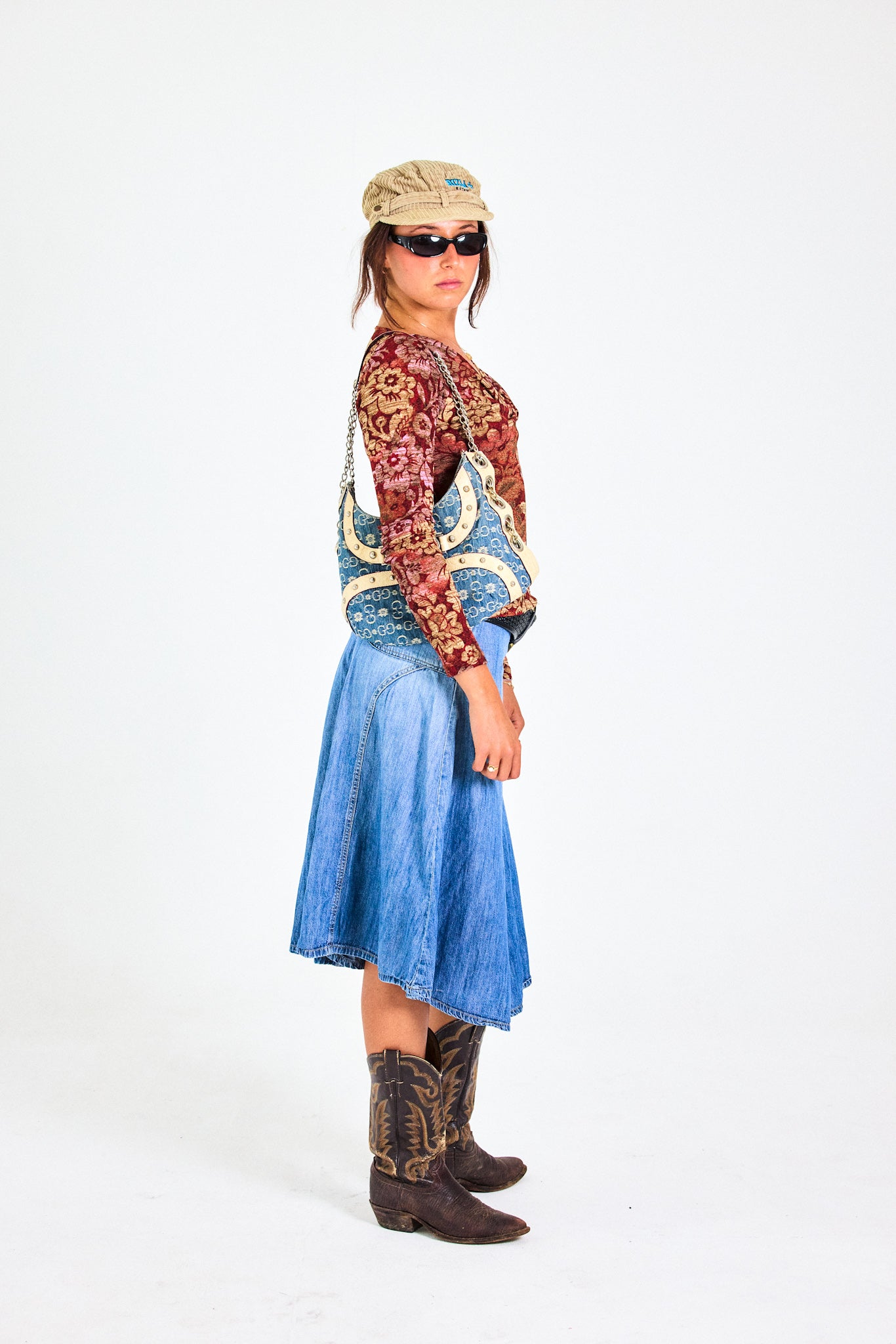 Vintage Burgundy Floral Long Sleeve Top