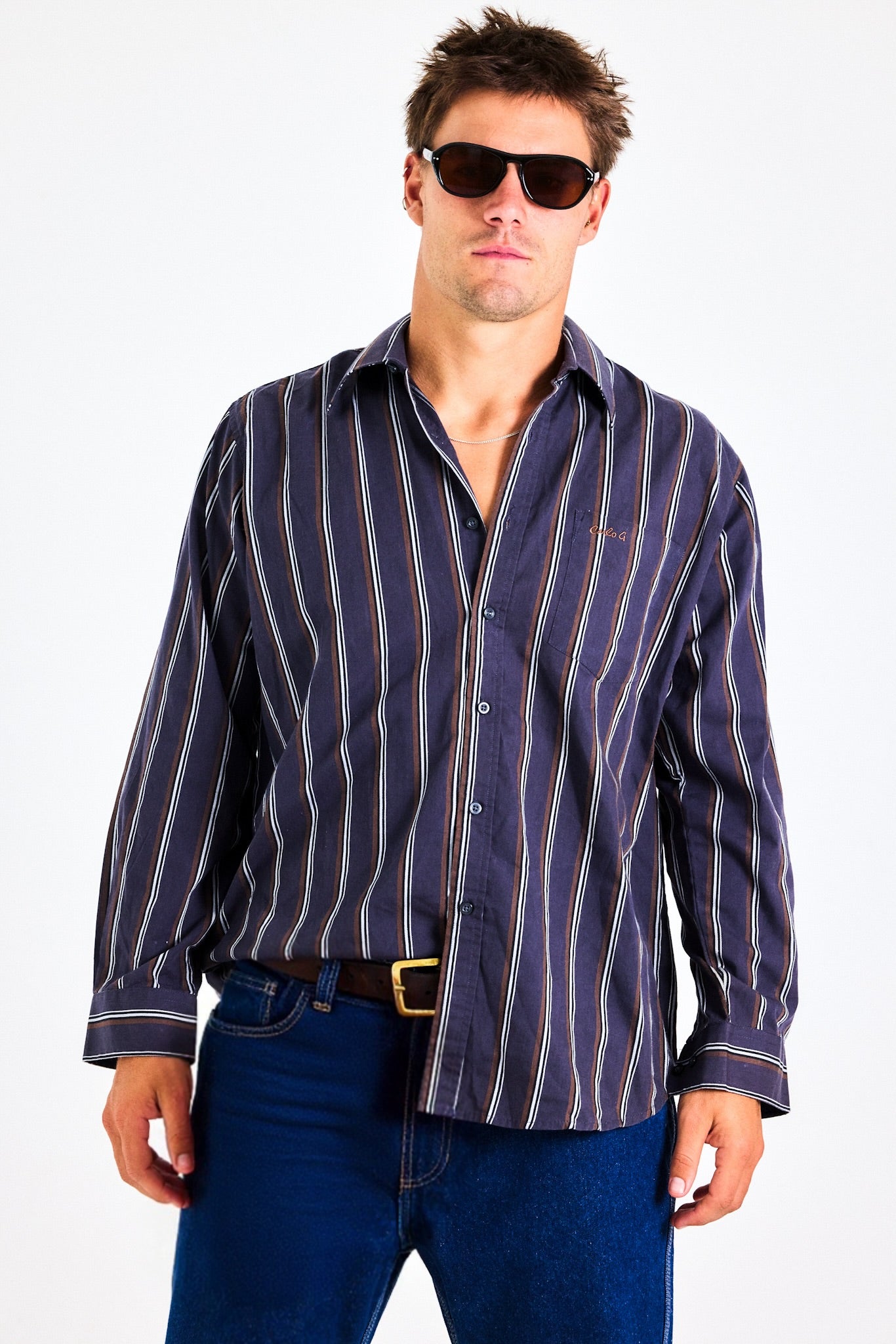 Vintage Striped Button-Up Shirt