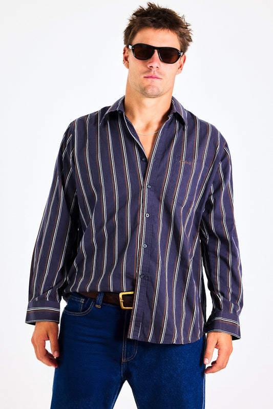 Vintage Striped Button-Up Shirt