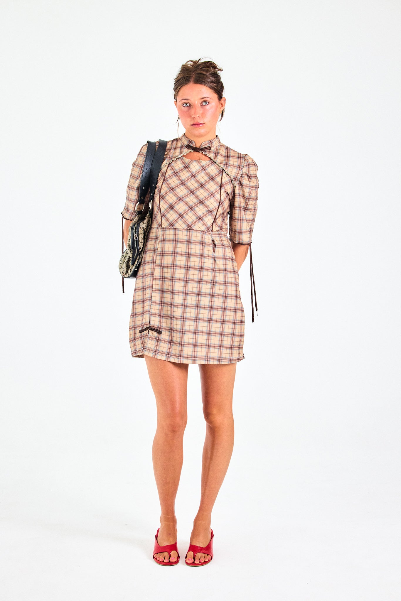 Vintage Plaid Babydoll Mini Dress