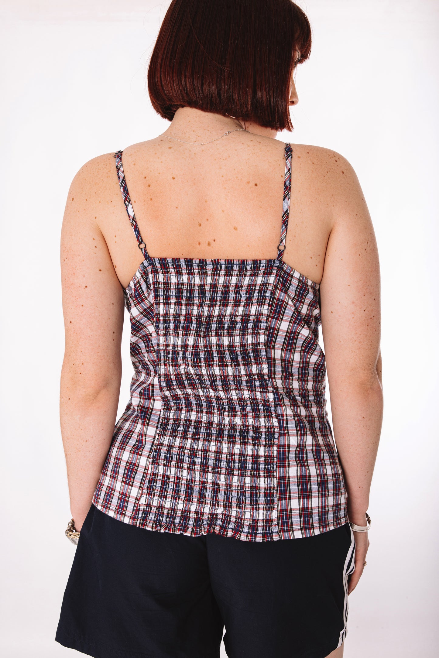 Plaid lace-up corset top