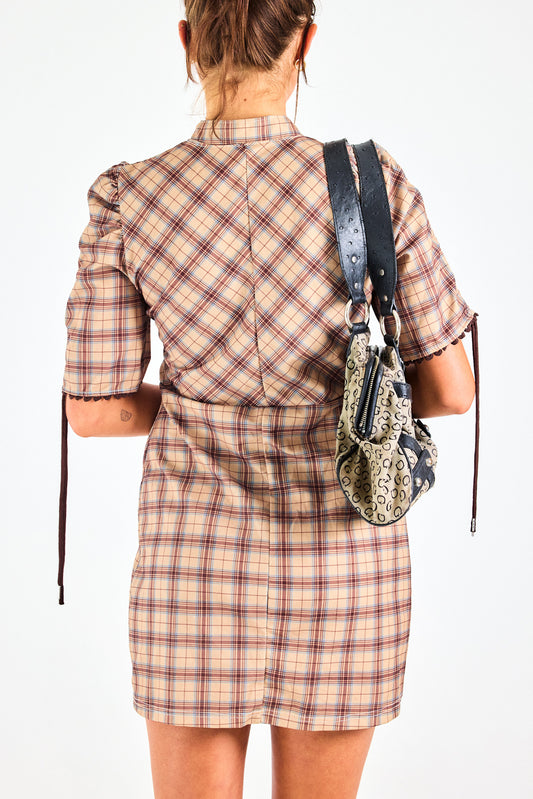 Vintage Plaid Babydoll Mini Dress