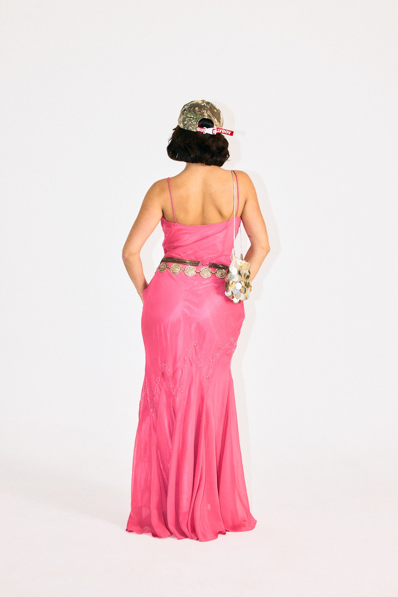 Beaded Satin Maxi Dress