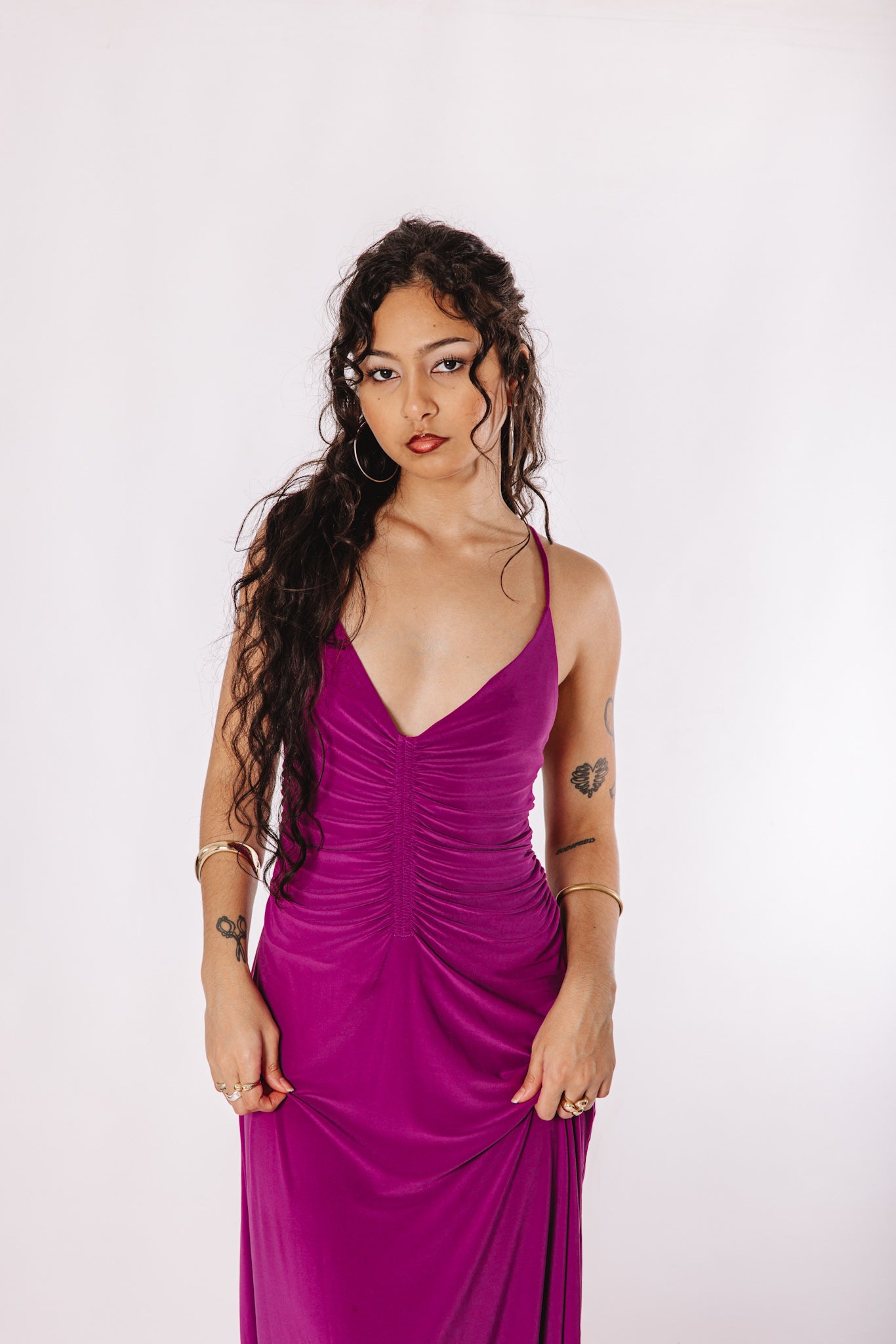 Magenta satin-effect Zara dress – Seconds To Go