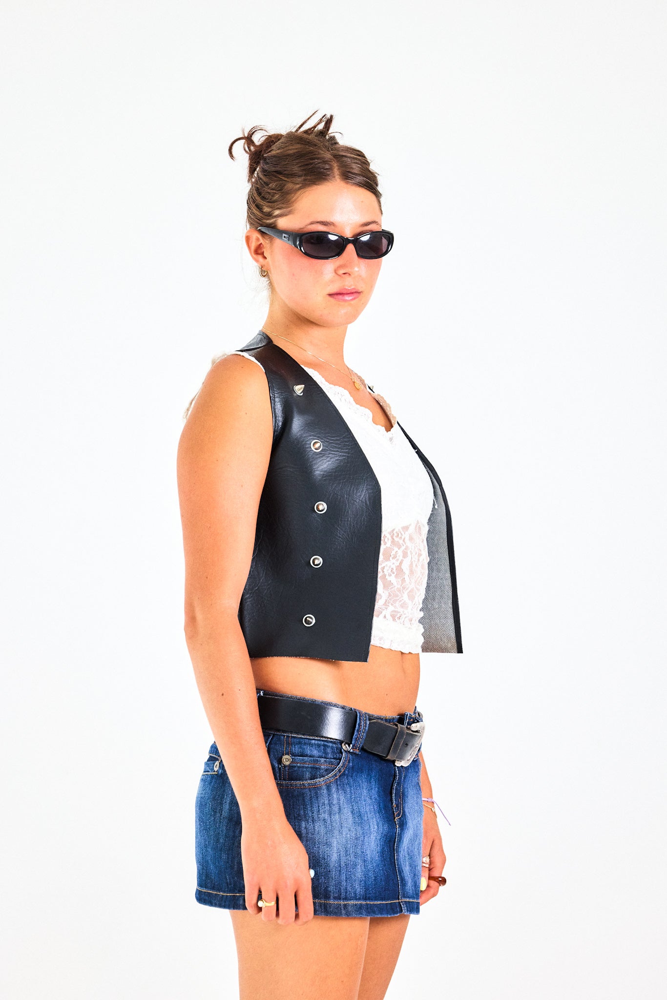 Crop Biker Vest