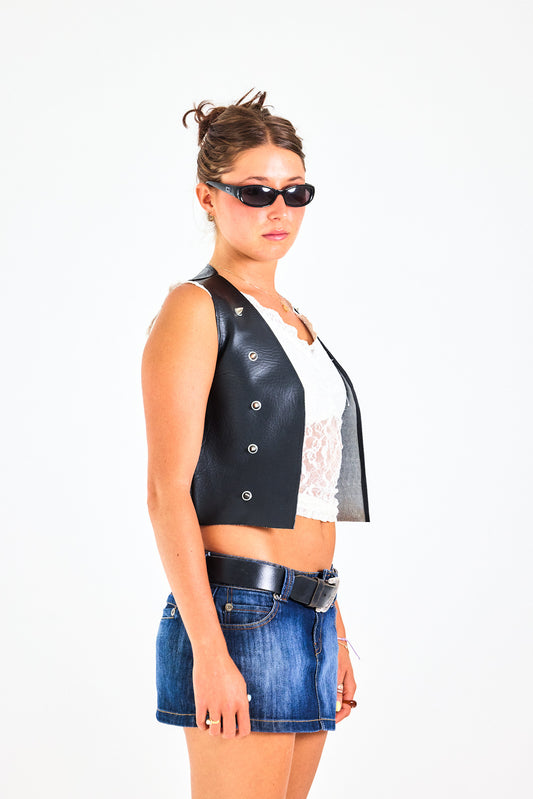Crop Biker Vest