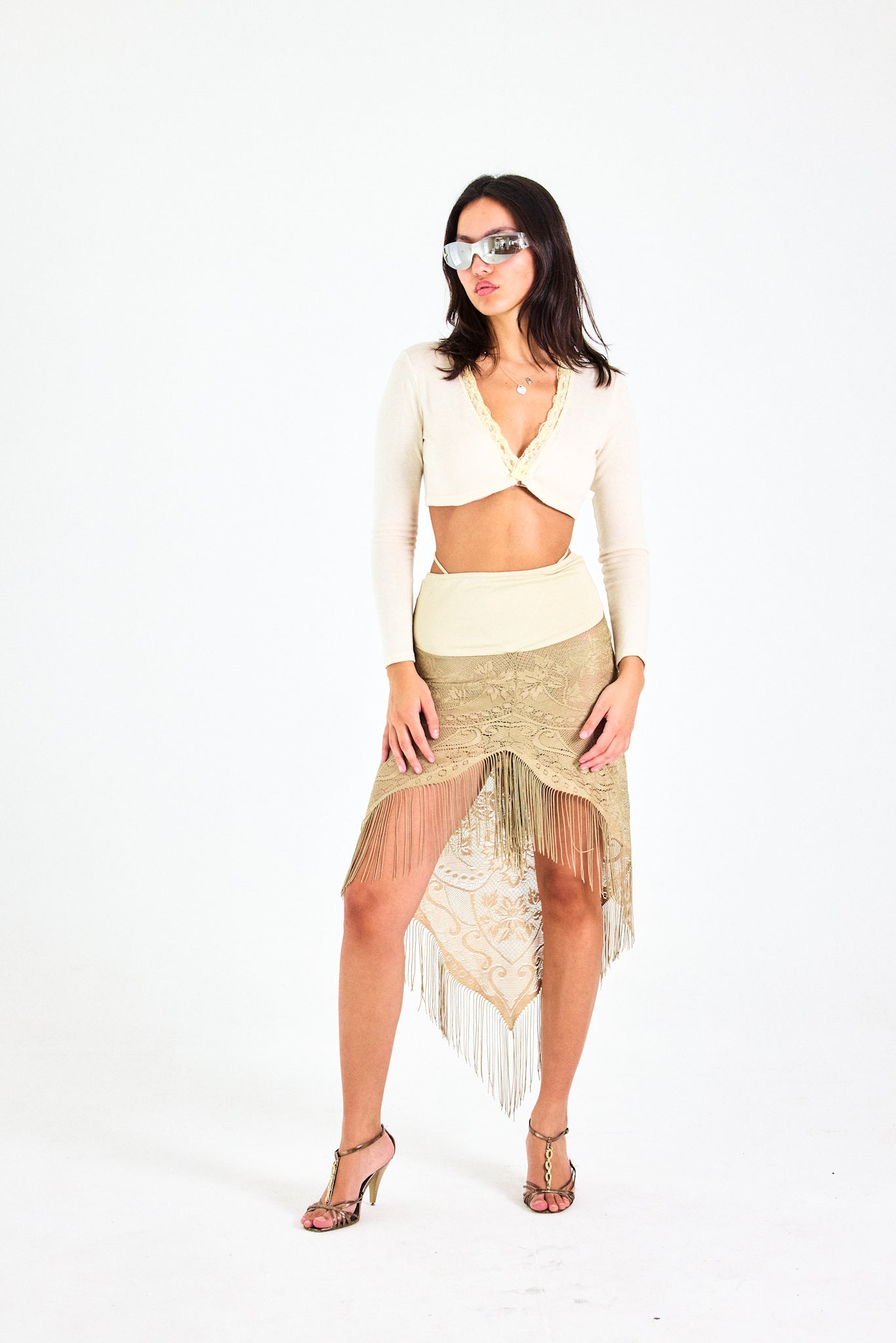 Golden Lace Fringe Skirt