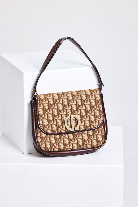 Vintage Dior Trotter Monogram Shoulder Bag