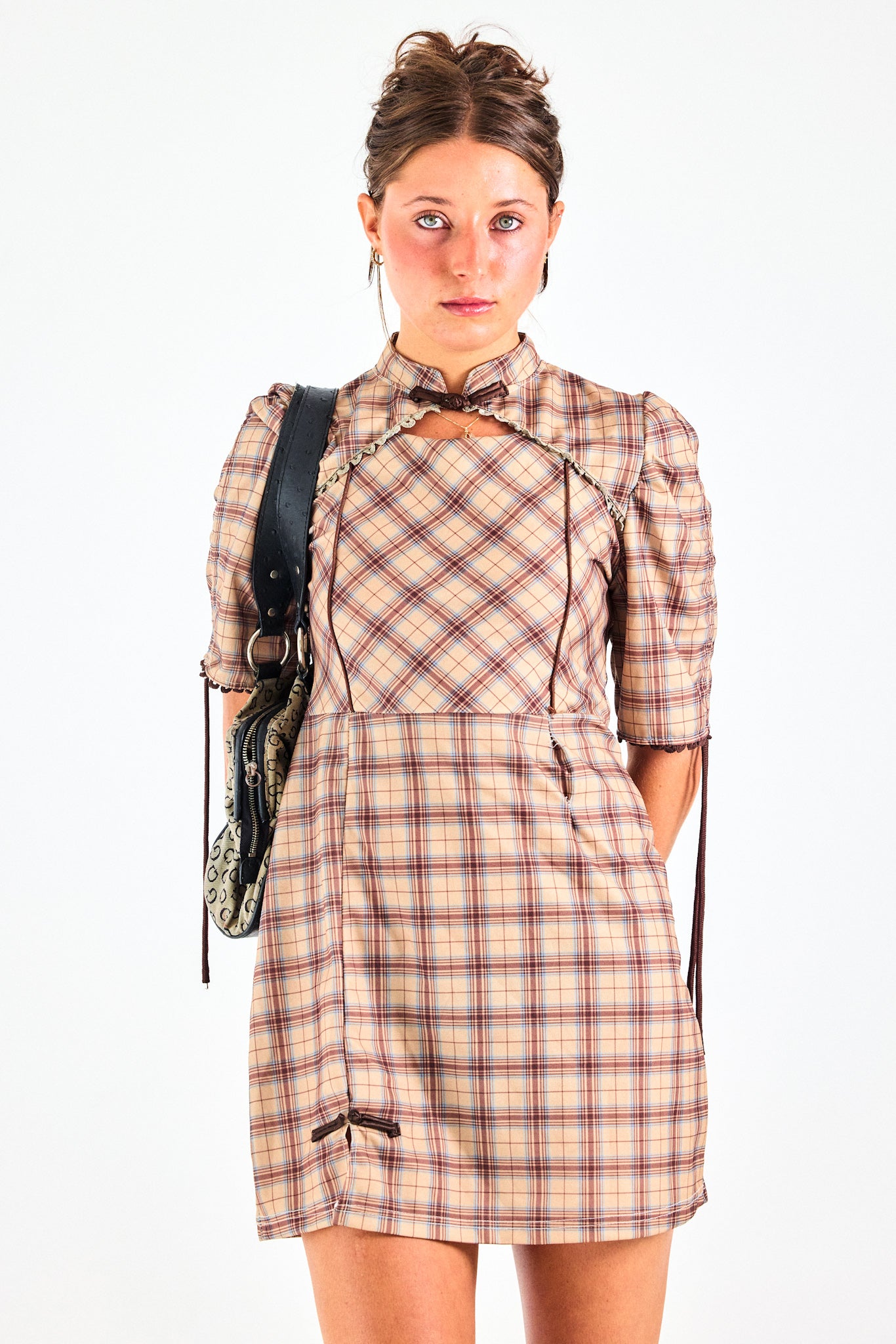 Vintage Plaid Babydoll Mini Dress