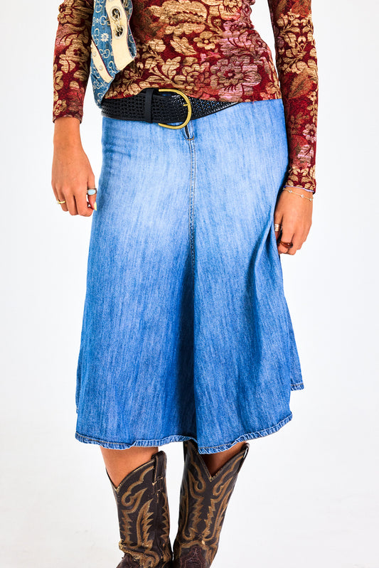 Vintage Denim Midi Skirt
