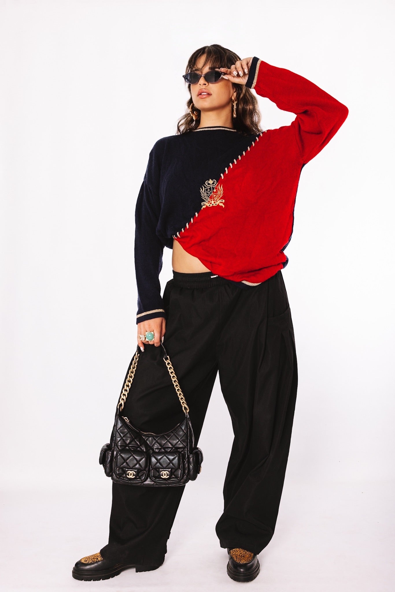 Vintage nautical crest knit sweater