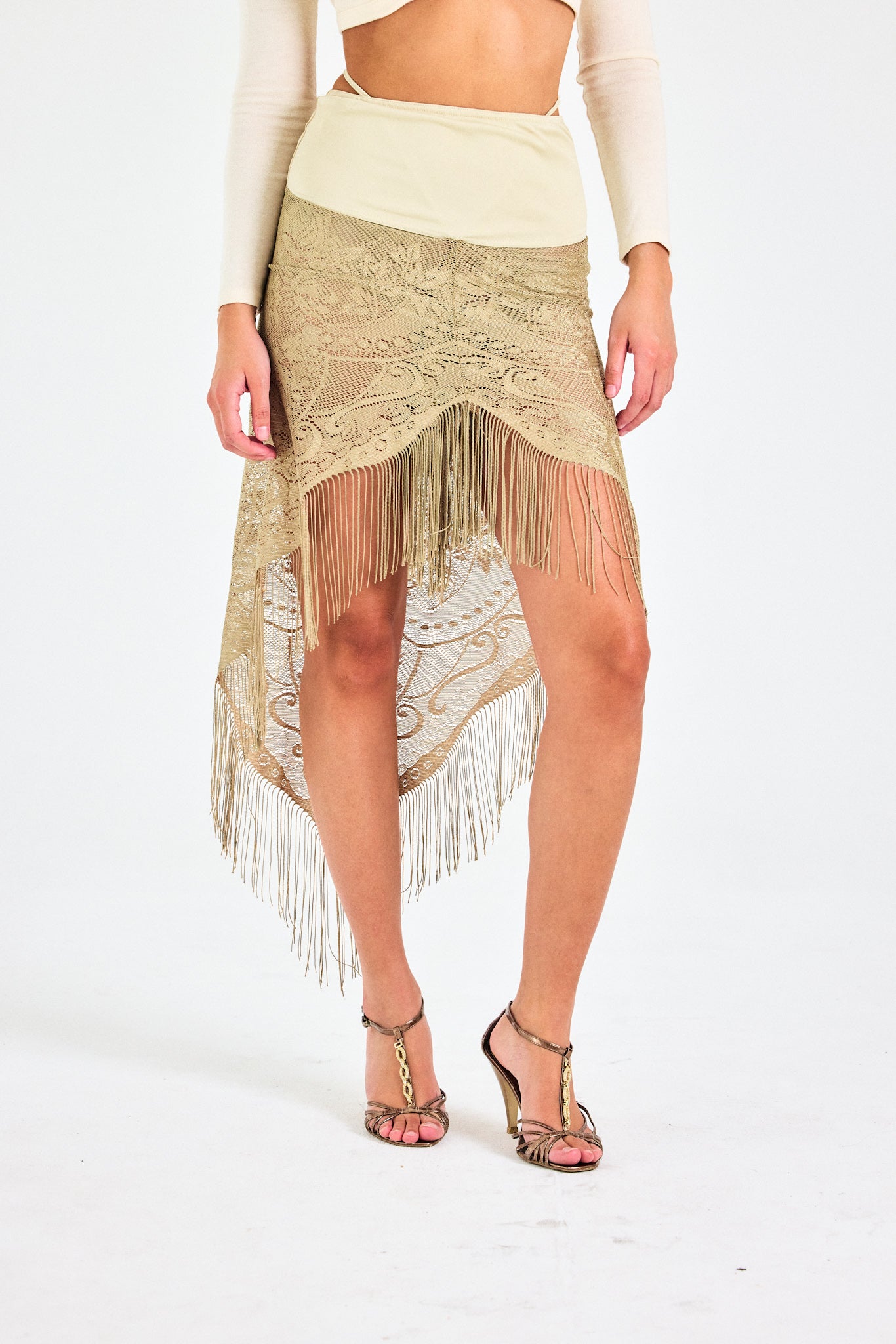 Golden Lace Fringe Skirt