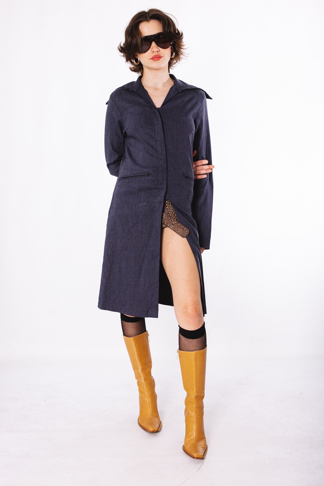Vintage dark denim trench dress