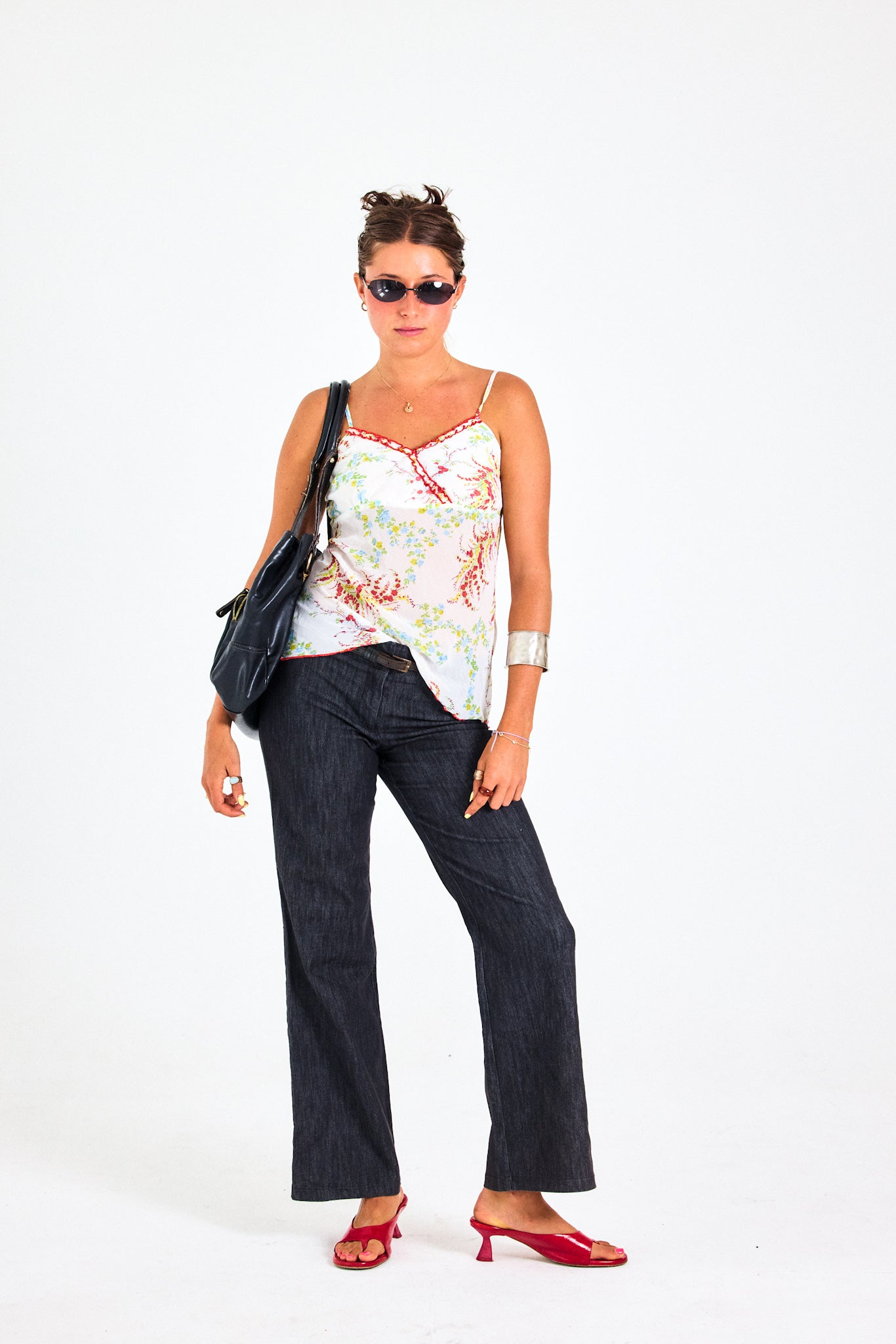 Vintage Y2K Sheer Floral Lace Trim Camisole
