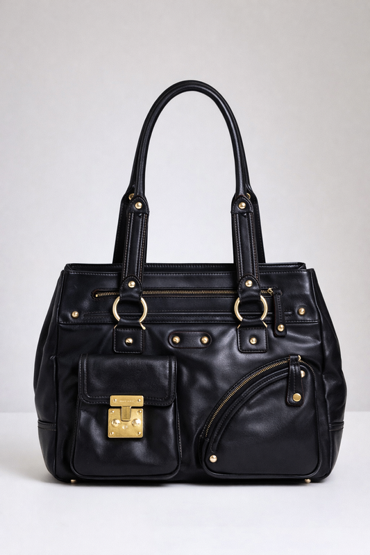 Vintage Nine West Black Leather Shoulder Bag